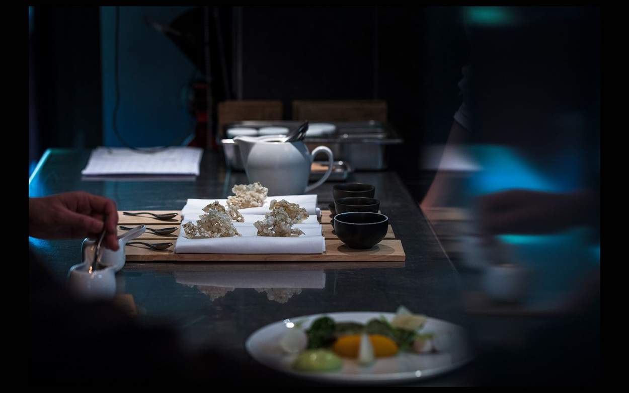 Preparation of dishes in the kitchen, starred restaurant Auvergne